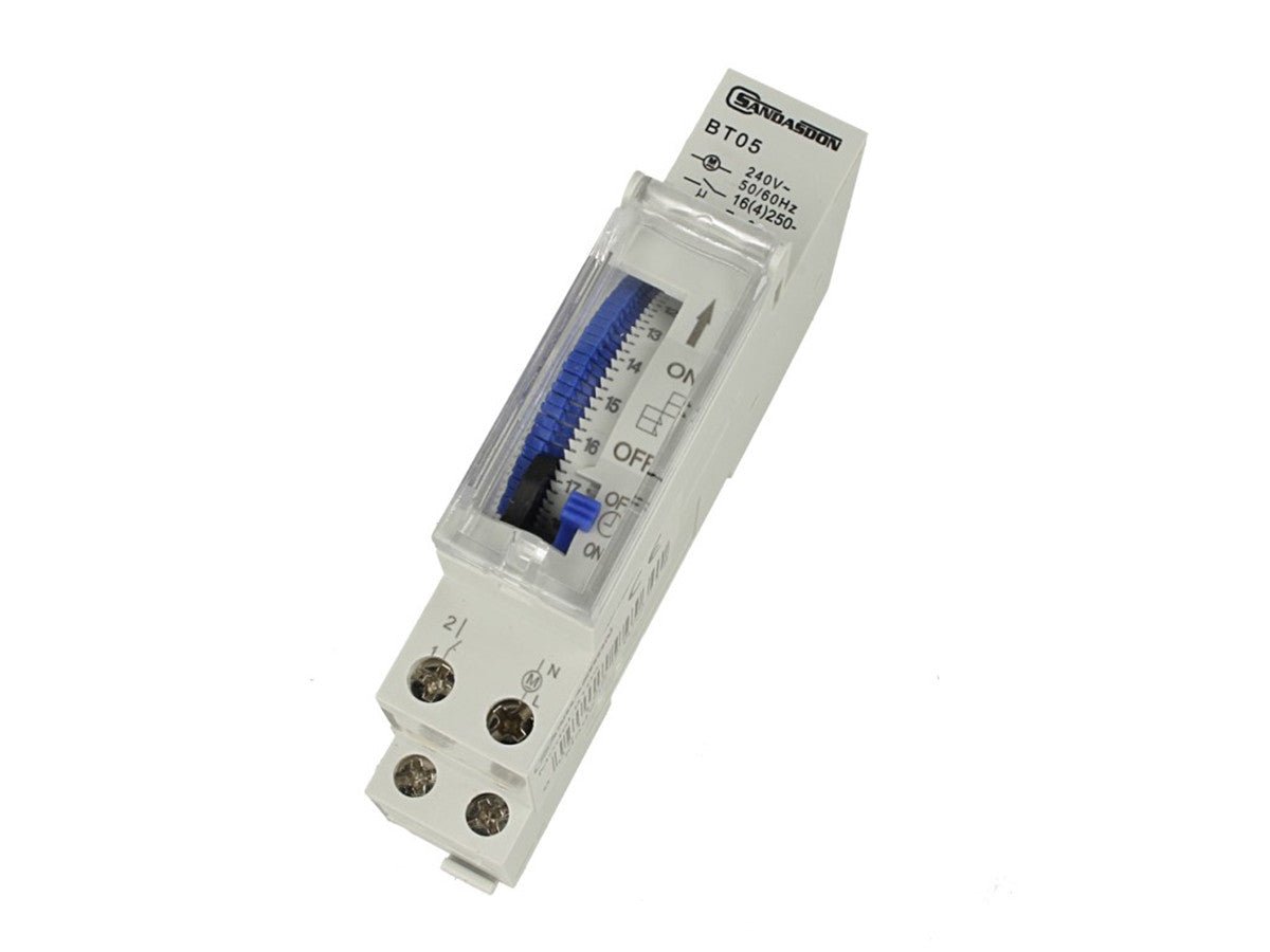 Interruttore temporizzatore analogico meccanico 16A da barra DIN - timer orario per quadro elettrico