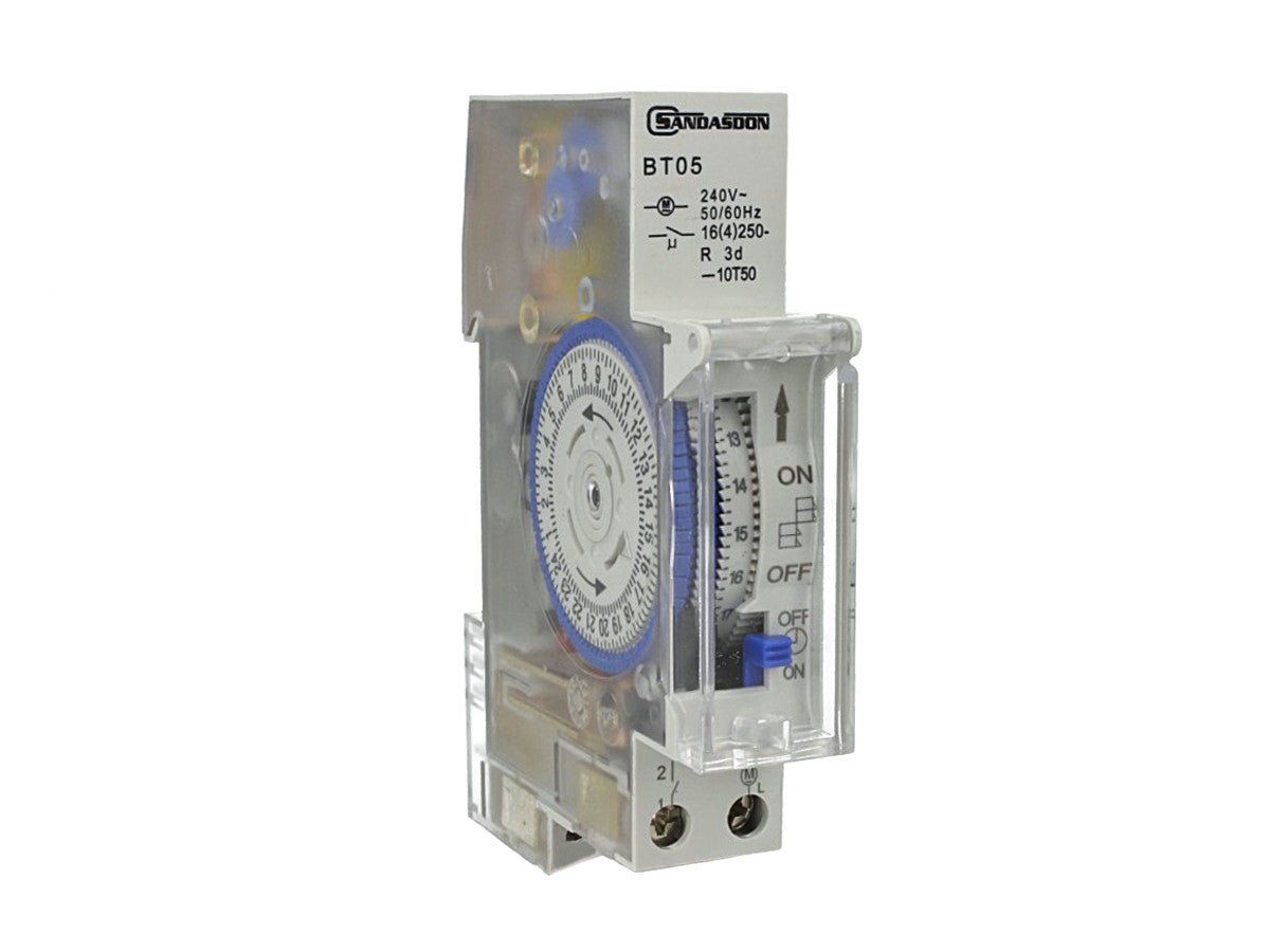 Interruttore temporizzatore analogico meccanico 16A da barra DIN - timer orario per quadro elettrico