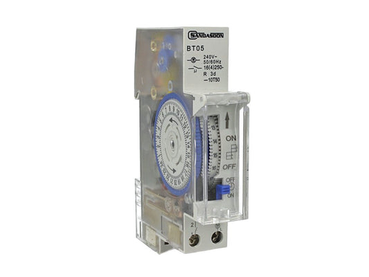 Interruttore temporizzatore analogico meccanico 16A da barra DIN - timer orario per quadro elettrico