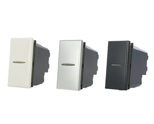 Invertitore assiale 1P compatibile con BTicino Axolute - modulo da incasso per supporto e placca compatibile