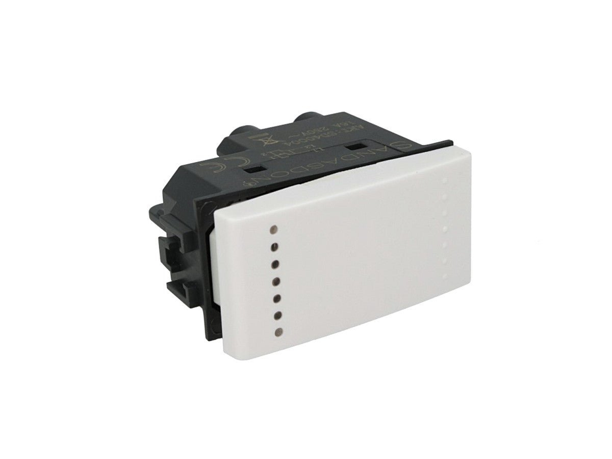 Invertitore unipolare 1P compatibile con BTicino Living Light e Living International - modulo da incasso per supporto e placca compatibile
