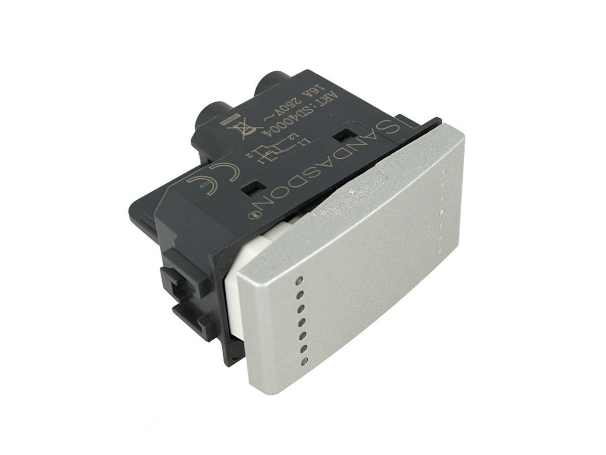Invertitore unipolare 1P compatibile con BTicino Living Light e Living International - modulo da incasso per supporto e placca compatibile