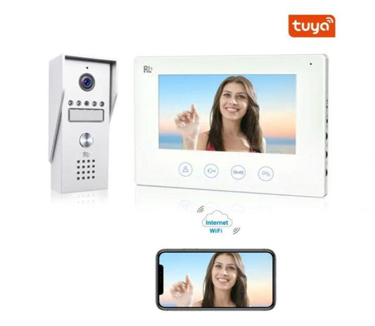 Kit videocitofono Wi-Fi 2 fili con monitor touch 7 pollici e app Tuya