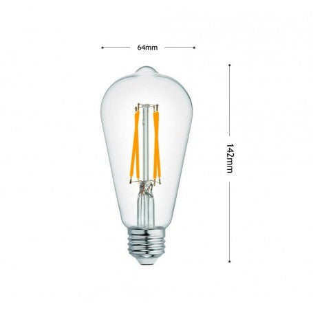 Lampadina LED E27 ST64 8W a filamento ambrata 2700K