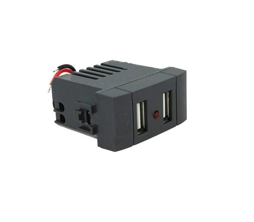 Modulo caricatore doppio USB Type-A compatibile con BTicino Living Light e Living International