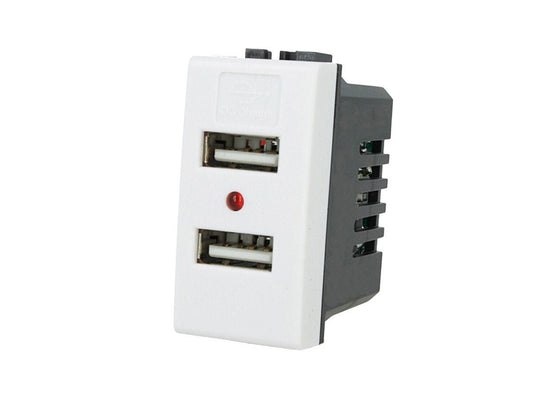 Modulo caricatore doppio USB Type-A compatibile con BTicino Living Light e Living International