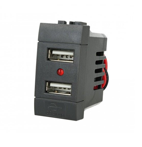 Modulo caricatore doppio USB Type-A compatibile con BTicino Living Light e Living International