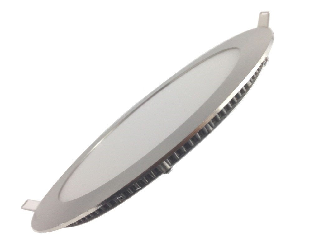 Pannello LED rotondo da incasso con cornice silver - per cartongesso e controsoffitto