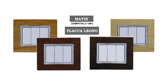 Placca Elegance in vero legno compatibile con BTicino Matix - Cornice frontale da incasso