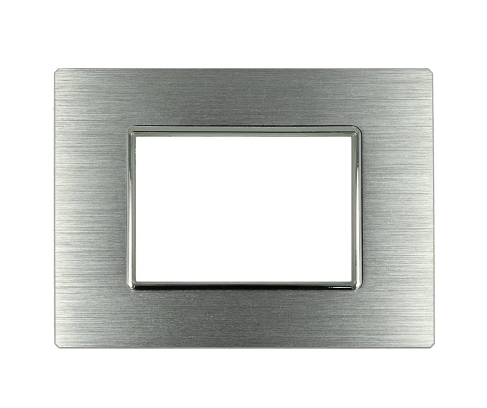 Placca Luxury in metallo satinato compatibile con BTicino Axolute - 3 Posti - Argento Ossidato cod.07MT