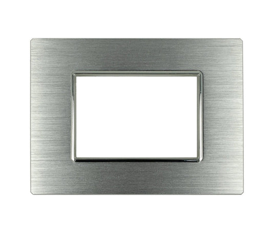 Placca Luxury in metallo satinato compatibile con BTicino Axolute - 3 Posti - Argento Ossidato cod.07MT