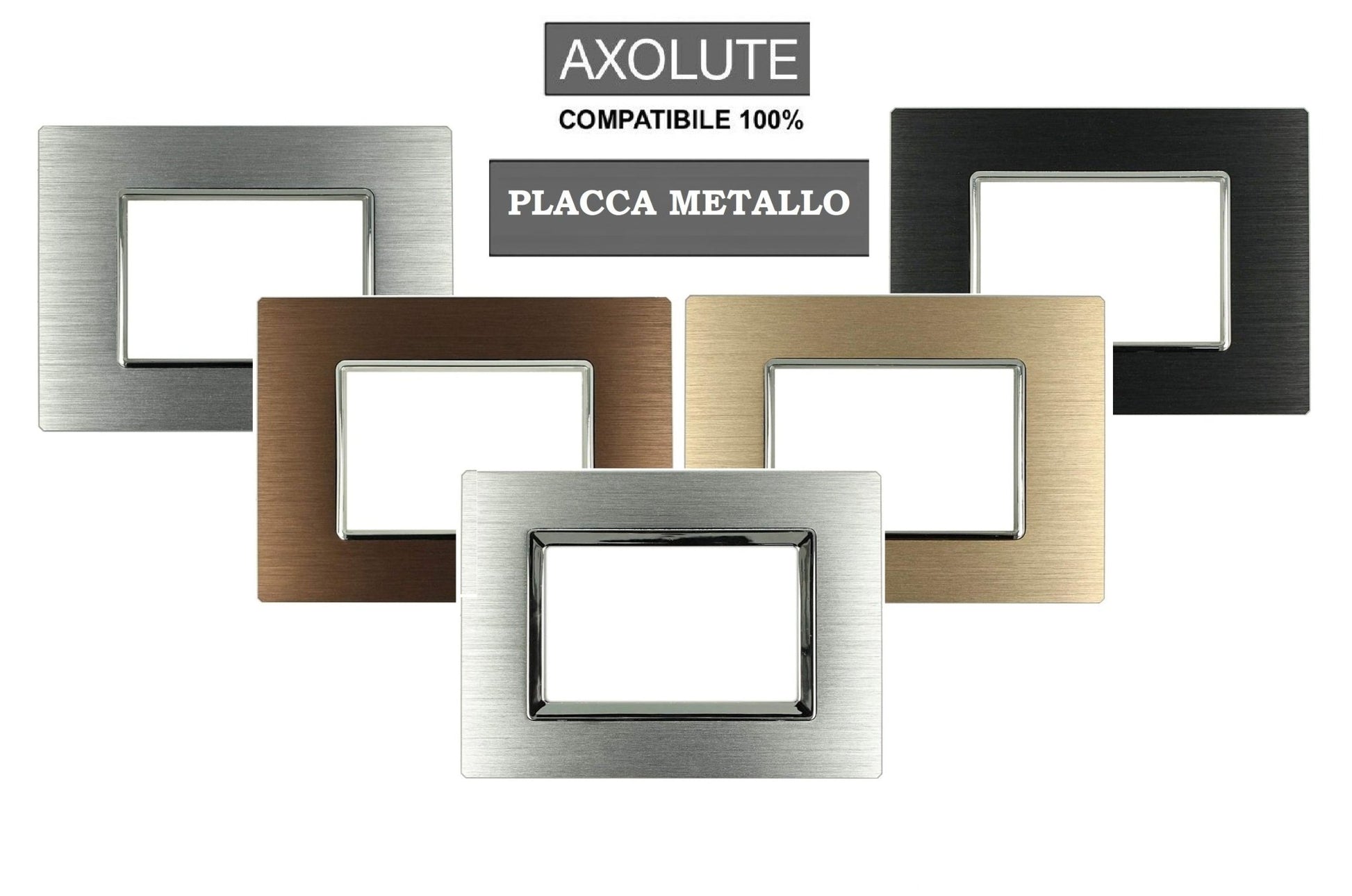 Placca Luxury in metallo satinato compatibile con BTicino Axolute - 3 Posti - Argento cod.7MT
