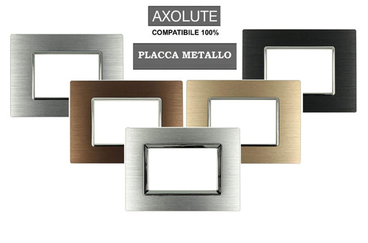 Placca Luxury in metallo satinato compatibile con BTicino Axolute - 3 Posti - Argento cod.7MT