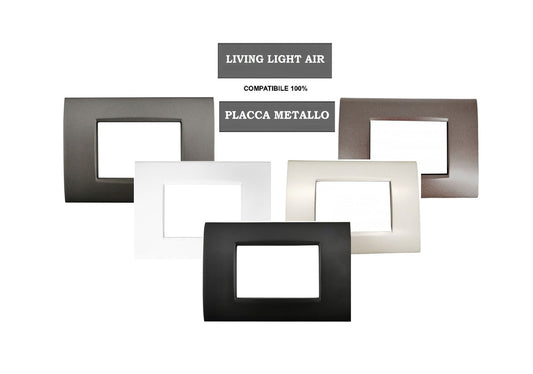 Placca Slim in metallo satinato compatibile con BTicino Living Light Air - Cornice frontale da incasso