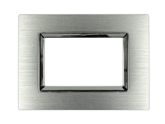 Placca Reflex in metallo satinato compatibile con BTicino Matix - 3 Posti - Argento Ossidato cod.07MT