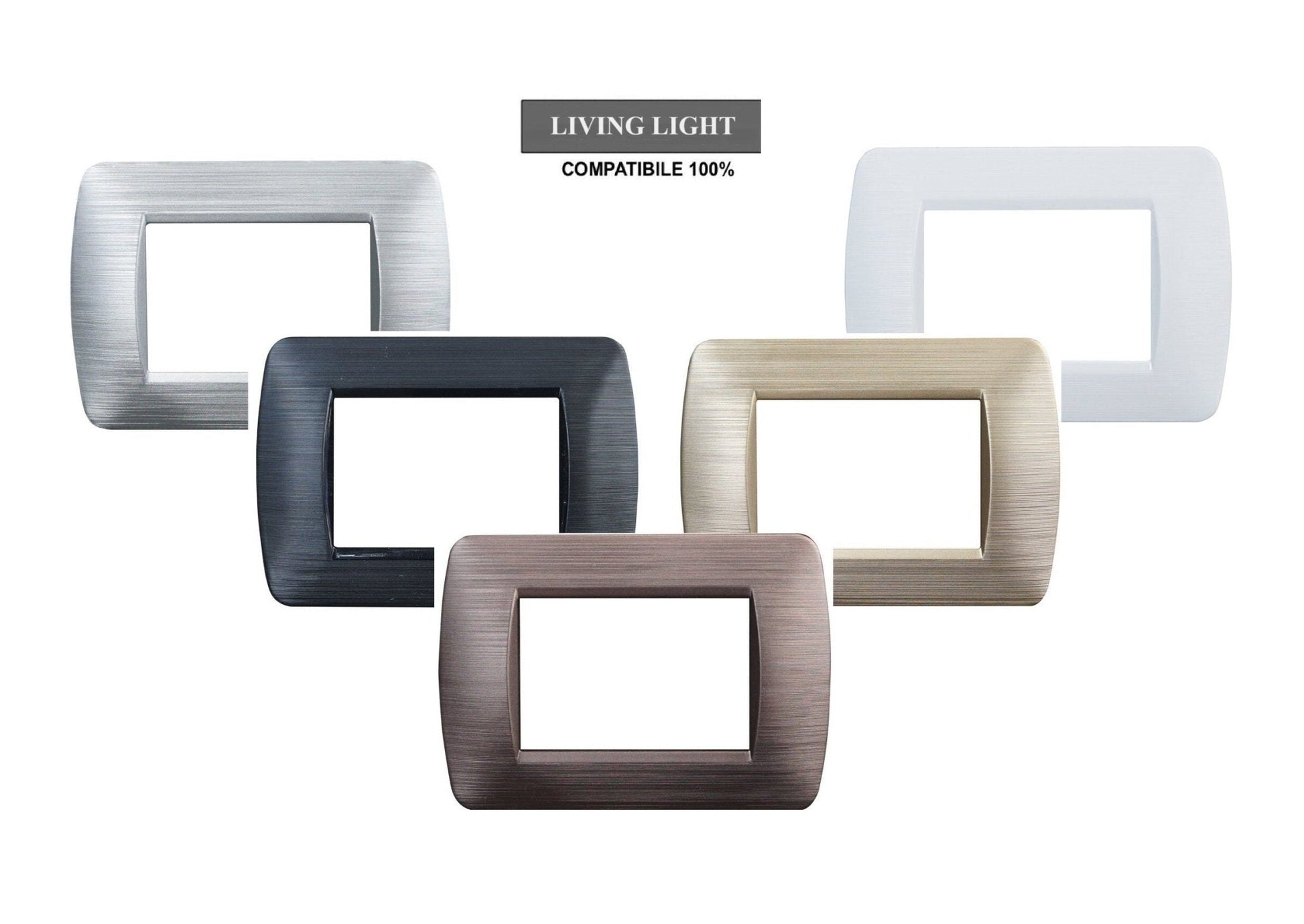 Placca Space in metallo satinato compatibile con BTicino Living Light - Cornice frontale da incasso
