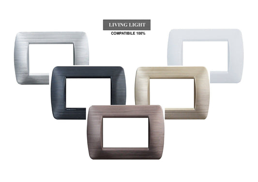 Placca Space in metallo satinato compatibile con BTicino Living Light - Cornice frontale da incasso