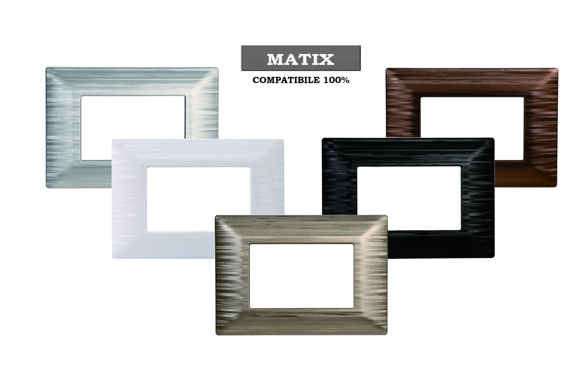 Placca Solar in metallo satinato compatibile con BTicino Matix - Cornice frontale da incasso