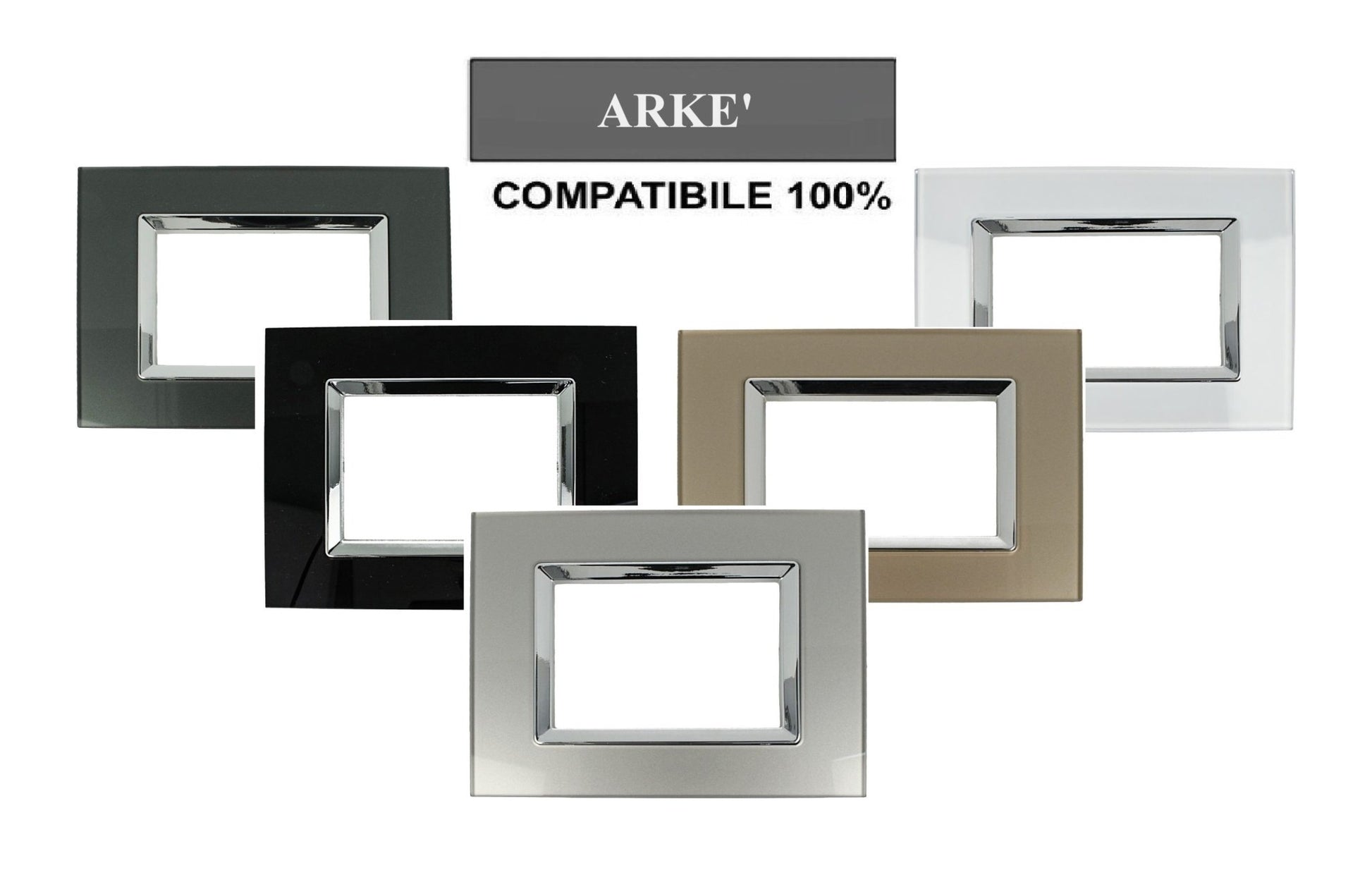 Placca Deluxe in vetro lucido compatibile con Vimar Arke - Cornice frontale da incasso