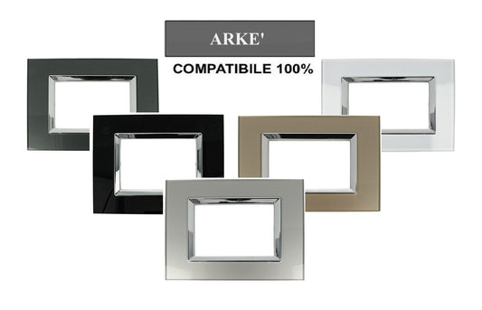 Placca Deluxe in vetro lucido compatibile con Vimar Arke - Cornice frontale da incasso
