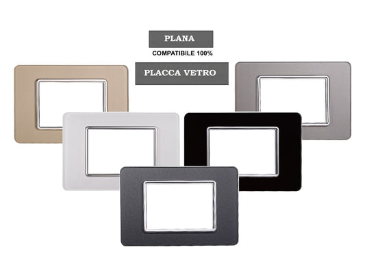 Placca Starlight in vetro lucido compatibile con Vimar Plana - Cornice frontale da incasso