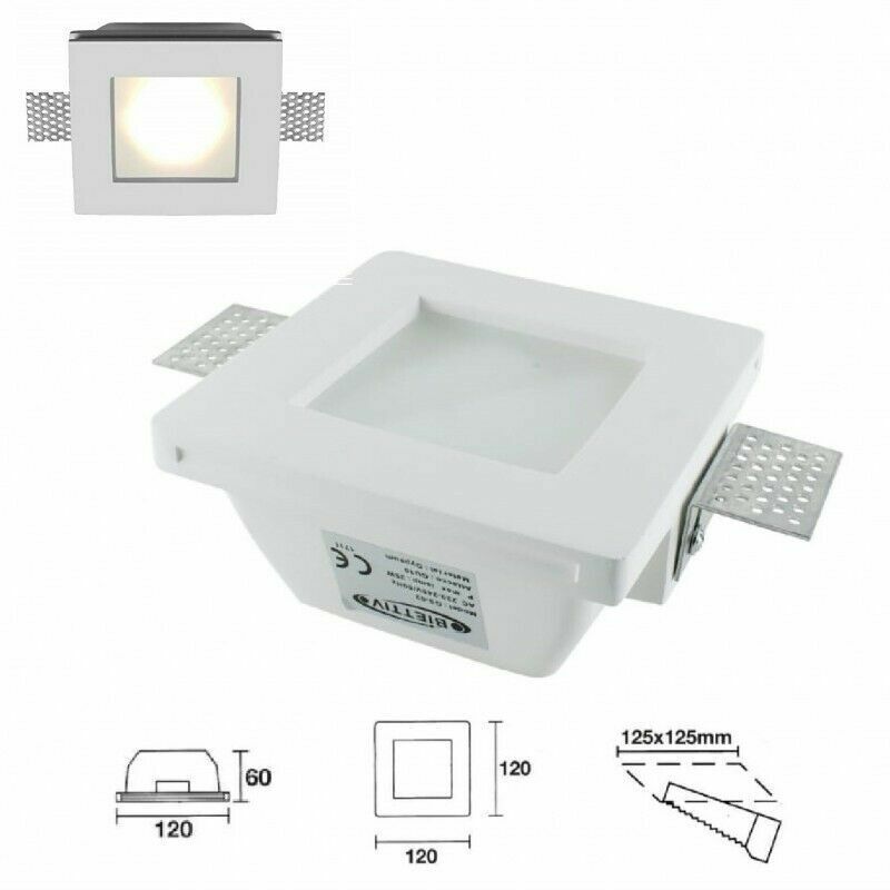 Portafaretto da incasso in gesso verniciabile GU10 GS-02 con vetro - immagine 1
