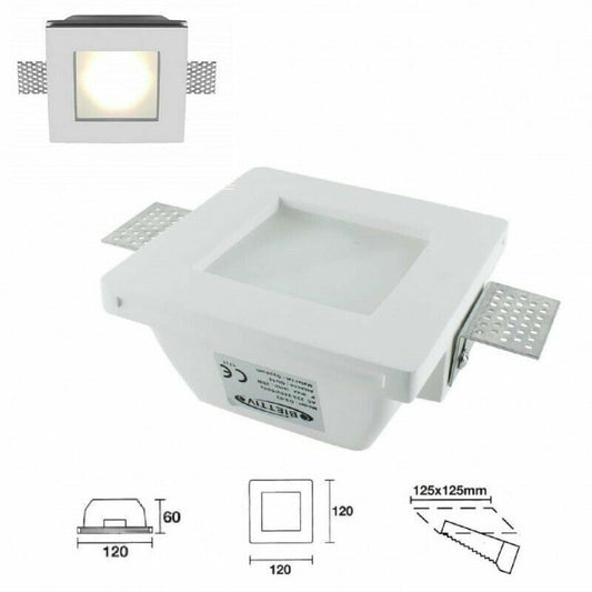 Portafaretto da incasso in gesso verniciabile GU10 GS-02 con vetro - immagine 1