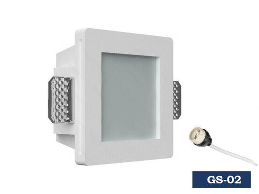 Portafaretto da incasso in gesso verniciabile GU10 GS-02 con vetro - immagine 2