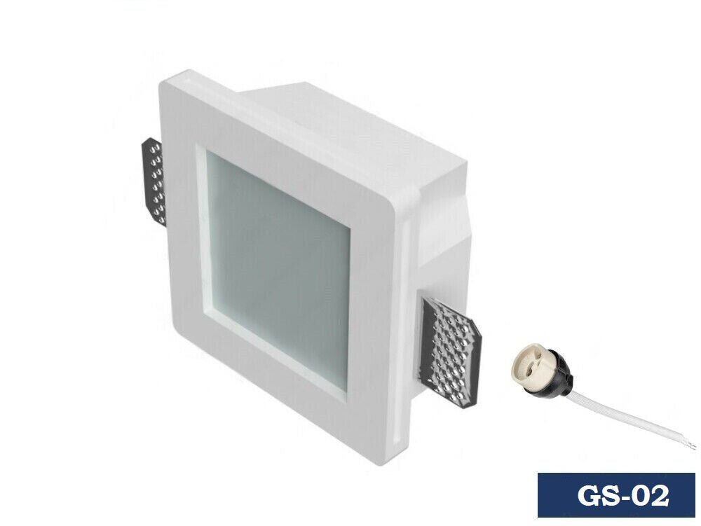 Portafaretto da incasso in gesso verniciabile GU10 GS-02 con vetro - immagine 3