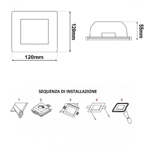 Portafaretto da incasso in gesso verniciabile GU10 GS-01 - Faretto per cartongesso - immagine 2