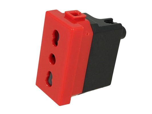 Presa bipasso 2P+T 10/16A compatibile con BTicino Matix - Rosso - Modulo da incasso
