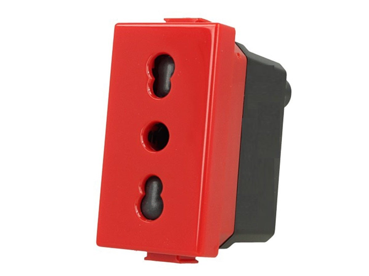 Presa bipasso 2P+T 10/16A compatibile con BTicino Matix - Rosso - Modulo da incasso