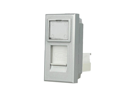 Presa telefonica RJ11 compatibile con BTicino Axolute - Bianco - modulo da incasso per supporto e placca compatibile - Nero