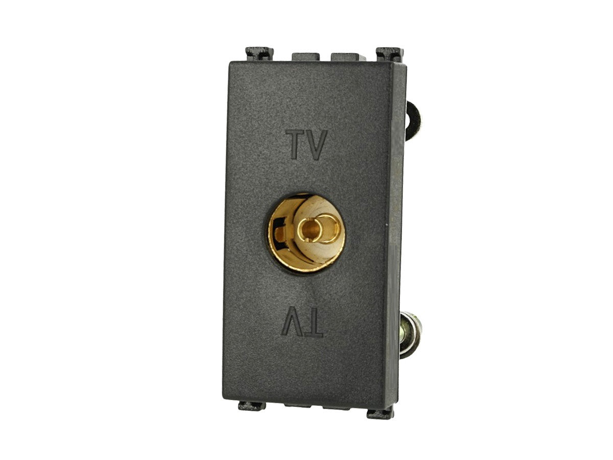 Presa TV tipo F femmina compatibile con Vimar Arke - Nero - modulo da incasso per supporto e placca compatibile
