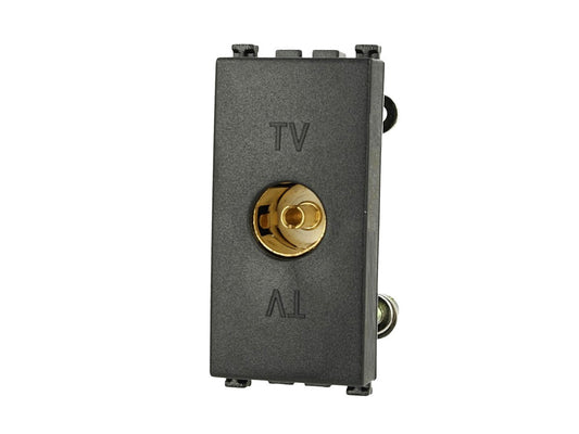 Presa TV tipo F femmina compatibile con Vimar Arke - Nero - modulo da incasso per supporto e placca compatibile