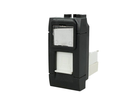 Presa dati RJ45 Cat 6 UTP compatibile con BTicino Living Light e Living International - Bianco - modulo da incasso per supporto e placca compatibile - Nero