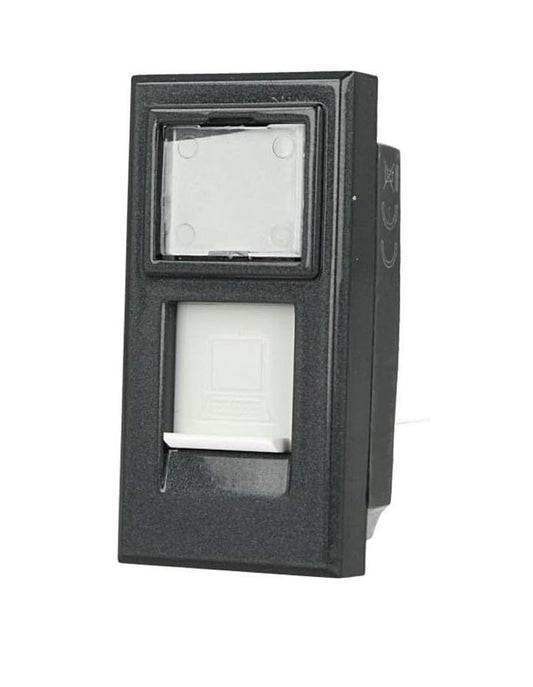 Presa dati RJ45 Cat 6 UTP compatibile con BTicino Axolute - Bianco - modulo da incasso per supporto e placca compatibile - Nero
