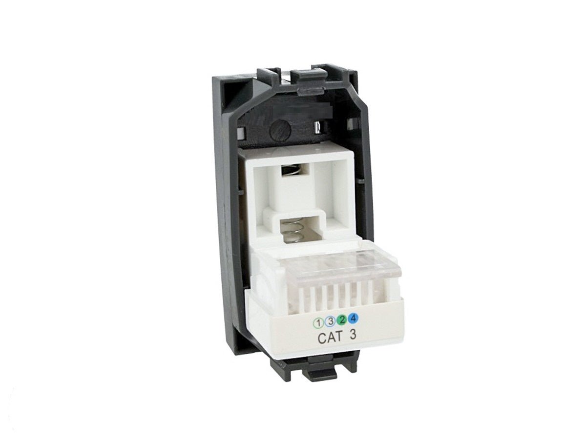 Presa telefonica RJ11 compatibile con BTicino Living Light e Living International - Bianco - modulo da incasso per supporto e placca compatibile