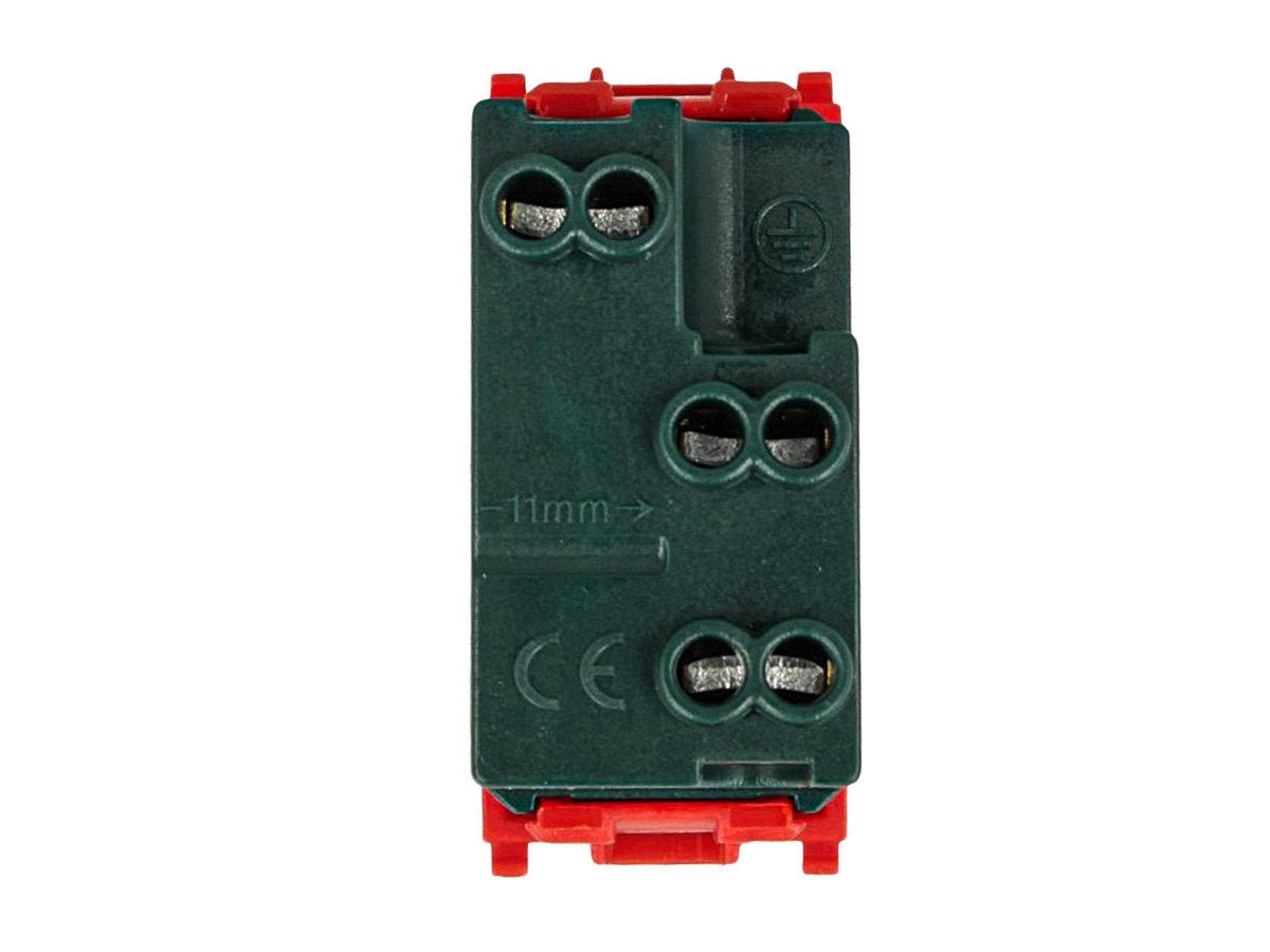 Presa bipasso 2P+T 10/16A compatibile con Vimar Plana - Rosso - Modulo da incasso