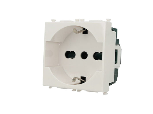 Presa Schuko 2P+T 16A compatibile con Vimar Plana - Bianco - Modulo da incasso