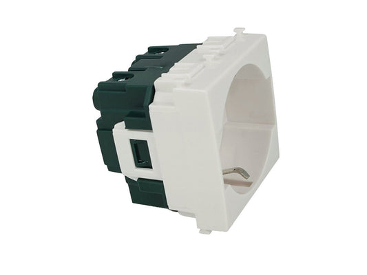 Presa Schuko 2P+T 16A compatibile con Vimar Plana - Bianco - Modulo da incasso