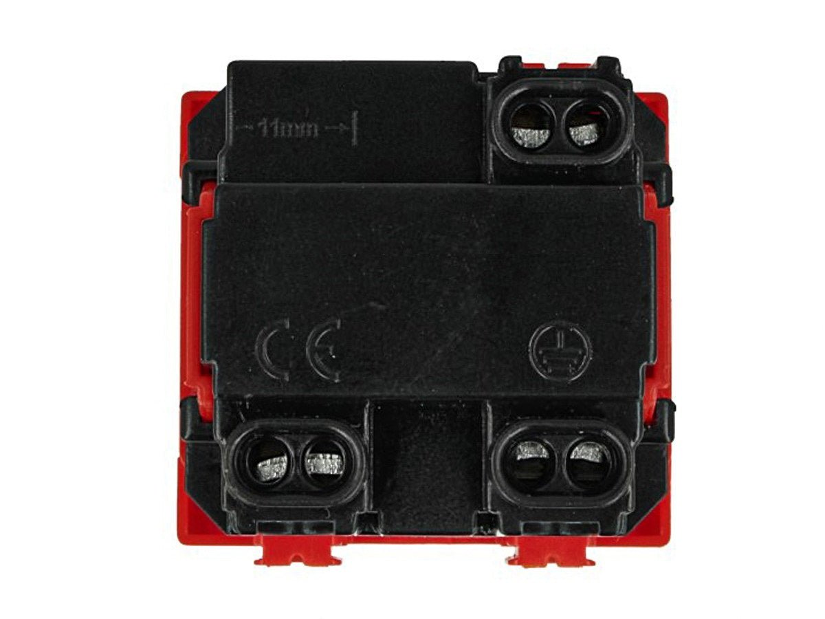 Presa Schuko 2P+T 16A compatibile con BTicino Matix - Rosso - Modulo da incasso