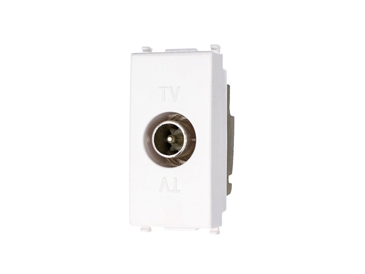 Presa TV passante maschio compatibile con Vimar Arke - Bianco - modulo da incasso per supporto e placca compatibile