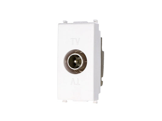 Presa TV passante maschio compatibile con Vimar Arke - Bianco - modulo da incasso per supporto e placca compatibile