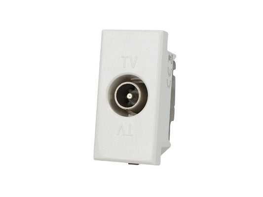 Presa TV passante maschio compatibile con BTicino Axolute - Bianco - modulo da incasso per supporto e placca compatibile
