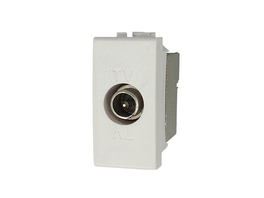 Presa TV terminale maschio compatibile con BTicino Living Light e Living International - Bianco - modulo da incasso per supporto e placca compatibile