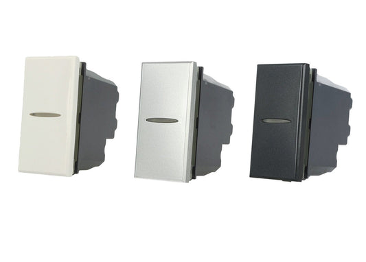 Pulsante assiale 1P 16A compatibile con BTicino Axolute - modulo da incasso per supporto e placca compatibile