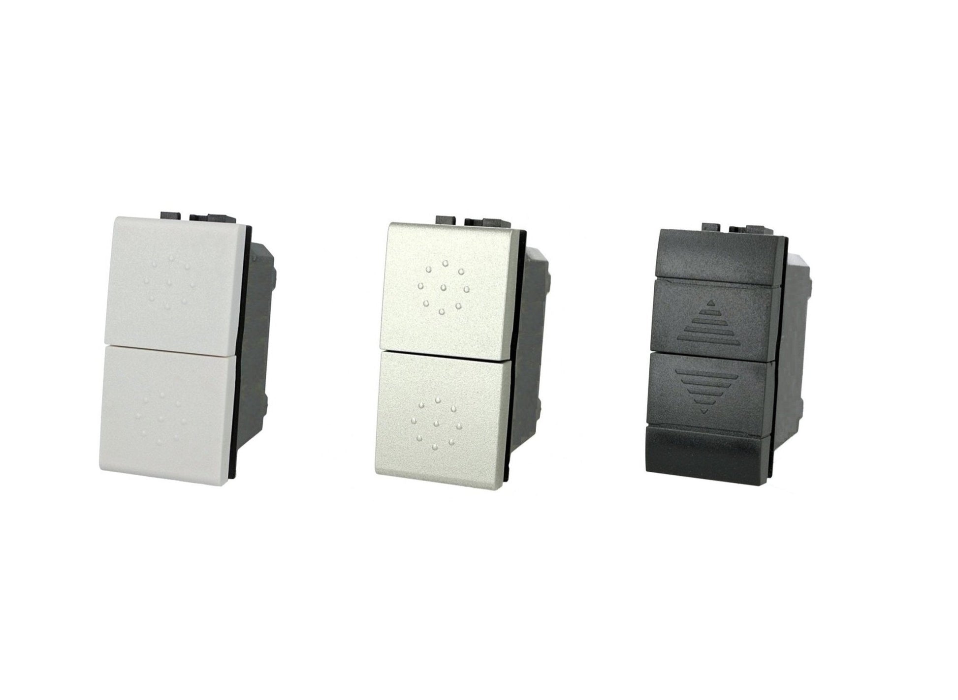 Pulsante doppio saliscendi 1P+1P 16A compatibile con BTicino Living Light e Living International - modulo da incasso per supporto e placca compatibile