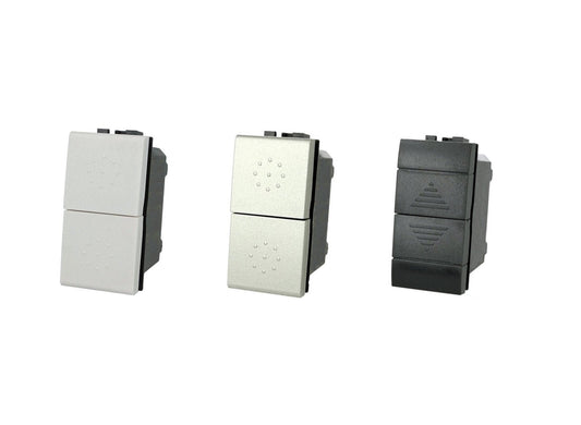 Pulsante doppio saliscendi 1P+1P 16A compatibile con BTicino Living Light e Living International - modulo da incasso per supporto e placca compatibile