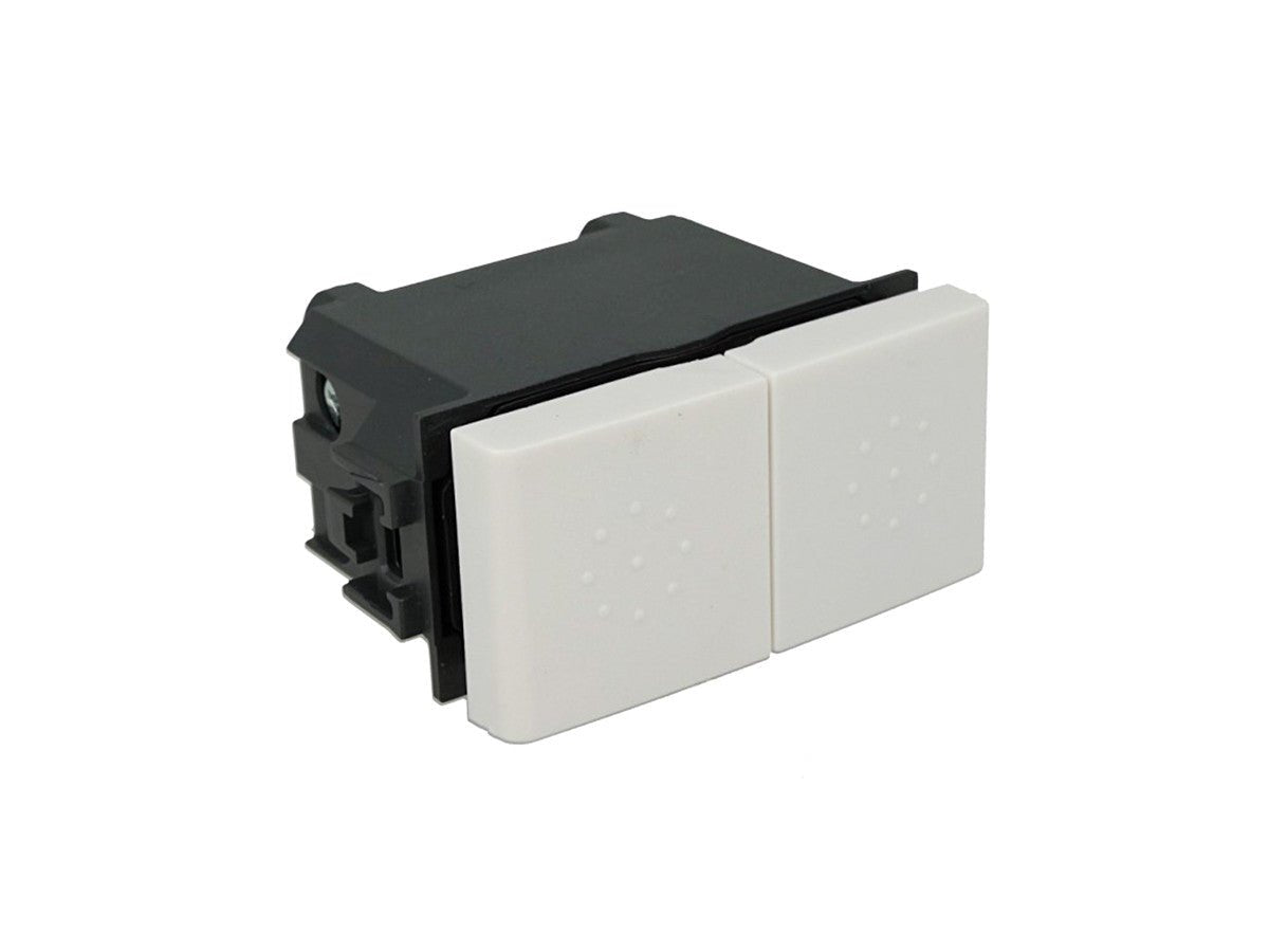 Pulsante doppio saliscendi 1P+1P 16A compatibile con BTicino Living Light e Living International - modulo da incasso per supporto e placca compatibile